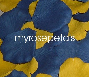 Petals - 200 Wedding Silk Rose Flower Petals Wedding Favors - Periwinkle & Yellow