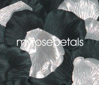 Petals - 200 Wedding Silk Rose Flower Petals Wedding Favors - Silver & Black