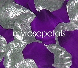 Petals - 200 Wedding Silk Rose Flower Petals Wedding Favors - Silver & Purple