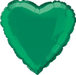 12 Mylar/Foil Balloons Lot Wedding/Party-Heart- 18" - Green