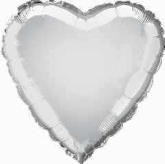 12 Mylar/Foil Balloons Lot Wedding/Party-Heart- 18" - Silver