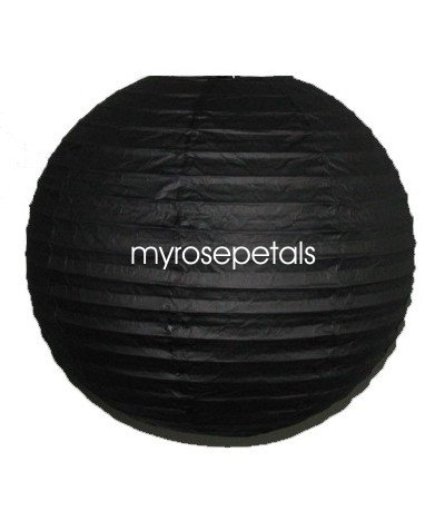 Party Paper Lantern-Round 12"-Luau Supplies- Oriental/Chinese Lamps - Black