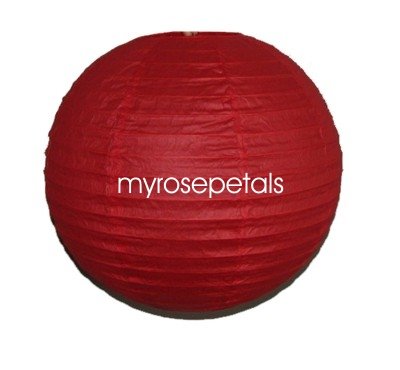 Party Paper Lantern-Round 16"-Luau Supplies- Oriental/Chinese Lamps - Red