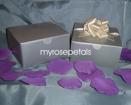 Glossy Favor Boxes - 4"x 4" x 2" Silver - (10 pcs) Wedding/Shower/Party Favors