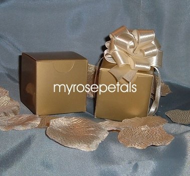 Glossy Favor Boxes - 2"x 2" x 2" Gold - (10 pcs) Wedding/Shower/Party Favors