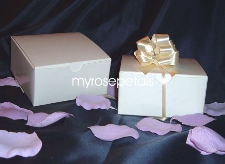 Glossy Favor Boxes - 4"x 4" x 2" White - (50 pcs) Wedding/Shower/Party Favors