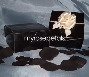 Glossy Favor Boxes - 4"x 4" x 2" Black - (10 pcs) Wedding/Shower/Party Favors