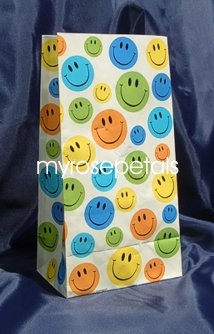 Paper Favor Treat Goody Luau Party Gift Bags - Smiley Faces (10 Bags)