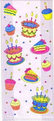 Cello Cellophane Favor Treat Party Bags w/Twist-Ties-Treats