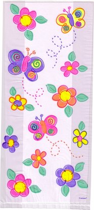 Cello Cellophane Favor Treat Party Bags w/Twist-Ties-Flowers