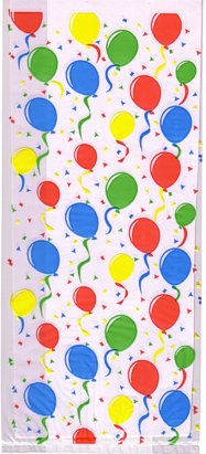 Cello Cellophane Favor Party Bags w/Twist-Ties-Festive Balloons