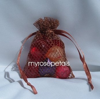 3x4 Mesh Fishnet Wedding Favor Gift Bags/Jewelry Pouches - Copper (10 Bags)