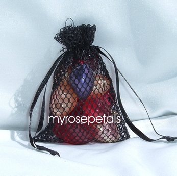 3x4 Mesh Fishnet Wedding Favor Gift Bags/Jewelry Pouches - Black (10 Bags)