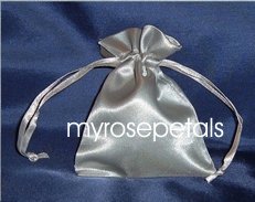 Satin Wedding Favor Bags/Pouches - 4"x6" - Silver (10 Bags)