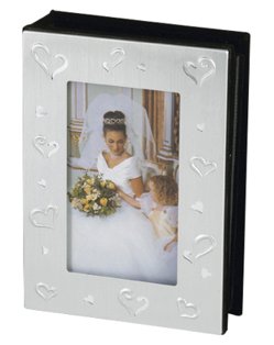Matte Silver Photo Frame Album with Heart Design - 100 Photos - Wedding Favors