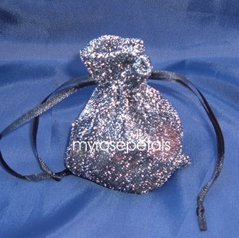 3x4 Sparkle Fabric Wedding Favor Gift Bags/Pouches - Black (10 Bags)