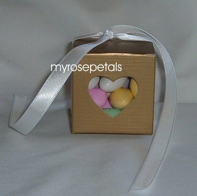Favor Boxes - Transparent Heart - Gold - (50 pcs) Wedding/Shower/Party Favors