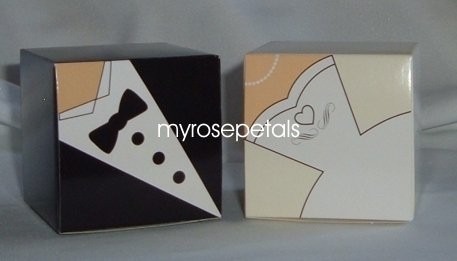 Favor Boxes - Tuxedo & Bridal Gown/Dress Design - (50 pcs) Wedding/Shower/Party Favors