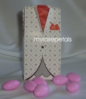 Favor Boxes - Tuxedo Red/White Design - (50 pcs) Wedding/Shower/Party Favors