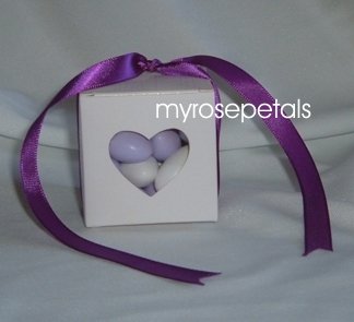 Favor Boxes - Transparent Heart - White - (10 pcs) Wedding/Shower/Party Favors