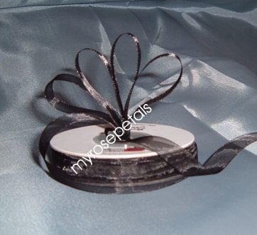 Sheer Organza Ribbon Mono Edge - 3/8" - 25 Yards (75 FT) - Black
