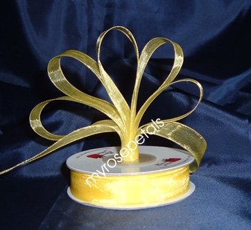 Sheer Organza Ribbon Mono Edge - 3/8" - 25 Yards (75 FT) - Yellow