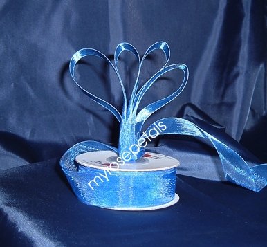 Sheer Organza Ribbon Mono Edge - 3/8" - 25 Yards (75 FT) - Royal Blue