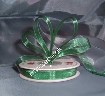 Sheer Organza Ribbon Mono Edge - 3/8" - 25 Yards (75 FT) - Green