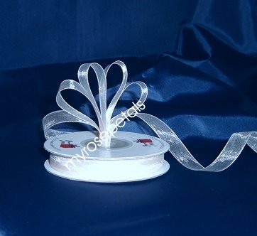Sheer Organza Ribbon Mono Edge - 3/8" - 25 Yards (75 FT) - White