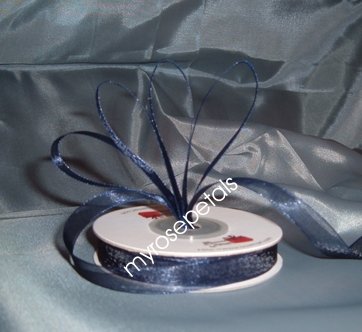 Sheer Organza Ribbon Mono Edge - 3/8" - 25 Yards (75 FT) - Navy Blue