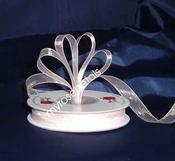 Sheer Organza Ribbon Mono Edge - 3/8" - 25 Yards (75 FT) - Ivory