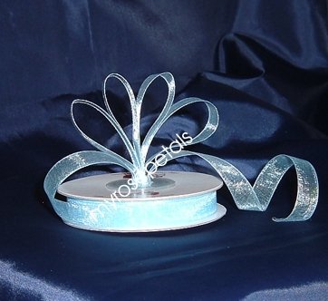 Sheer Organza Ribbon Mono Edge - 3/8" - 25 Yards (75 FT) - Baby Blue