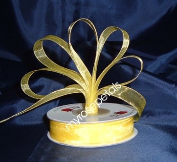 Sheer Organza Ribbon Mono Edge - 5/8" - 25 Yards (75 FT) - Yellow