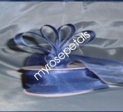 Sheer Organza Ribbon Mono Edge - 5/8" - 25 Yards (75 FT) - Smoked Blue