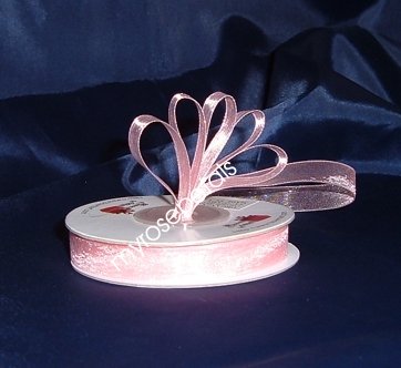 Sheer Organza Ribbon Mono Edge - 5/8" - 25 Yards (75 FT) - Pink