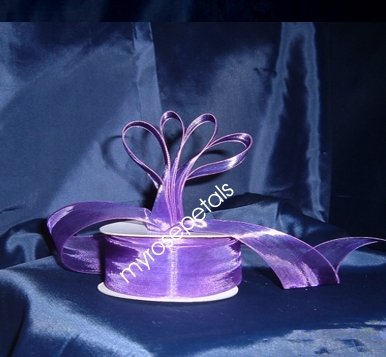 Sheer Organza Ribbon Mono Edge - 5/8" - 25 Yards (75 FT) - Purple