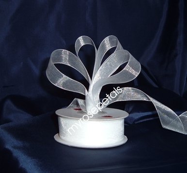 Sheer Organza Ribbon Mono Edge - 7/8" - 25 Yards (75 FT) - White