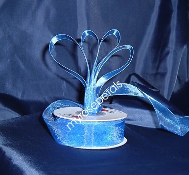 Sheer Organza Ribbon Mono Edge - 7/8" - 25 Yards (75 FT) - Royal Blue