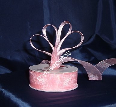 Sheer Organza Ribbon Mono Edge - 7/8" - 25 Yards (75 FT) - Pink