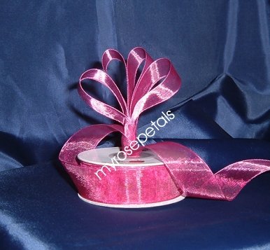 Sheer Organza Ribbon Mono Edge - 7/8" - 25 Yards (75 FT) - Burgundy