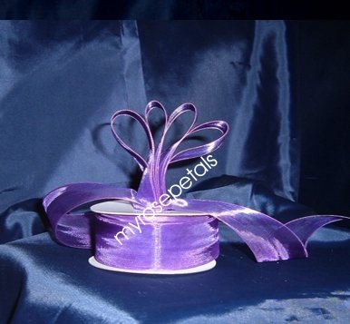 Sheer Organza Ribbon Mono Edge - 7/8" - 25 Yards (75 FT) - Purple