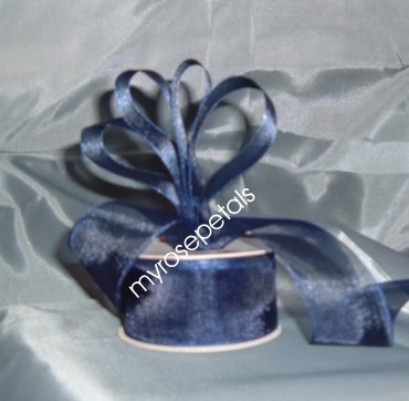 Sheer Organza Ribbon Mono Edge - 1.5" - 25 Yards (75 FT) - Smoked Blue
