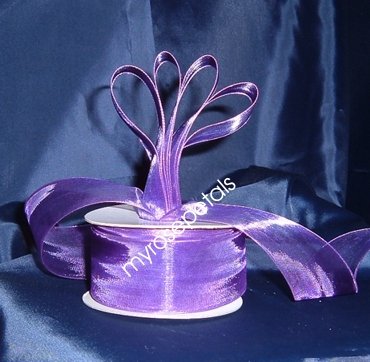 Sheer Organza Ribbon Mono Edge - 1.5" - 25 Yards (75 FT) - Purple