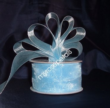 Sheer Organza Ribbon Mono Edge - 1.5" - 25 Yards (75 FT) - Baby Blue