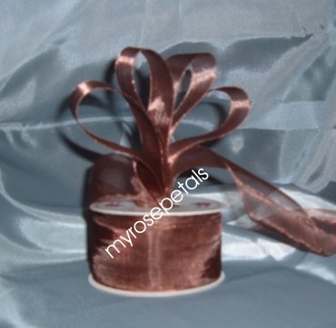 Sheer Organza Ribbon Mono Edge - 1.5" - 25 Yards (75 FT) - Brown