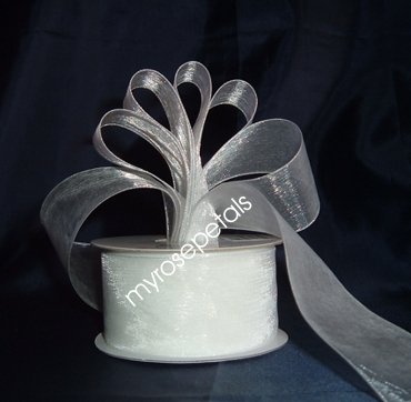 Sheer Organza Ribbon Mono Edge - 1.5" - 25 Yards (75 FT) - White