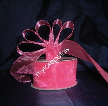 Sheer Organza Ribbon Mono Edge - 1.5" - 25 Yards (75 FT) - Hot Pink