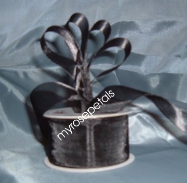 Sheer Organza Ribbon Mono Edge - 1.5" - 25 Yards (75 FT) - Black