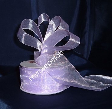 Sheer Organza Ribbon Mono Edge - 1.5" - 25 Yards (75 FT) - Lavender
