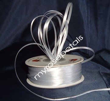 Satin Ribbon- 1/8" Double Face 100 Yards (300 FT) - Silver -Sewing-Craft-Wedding Favors